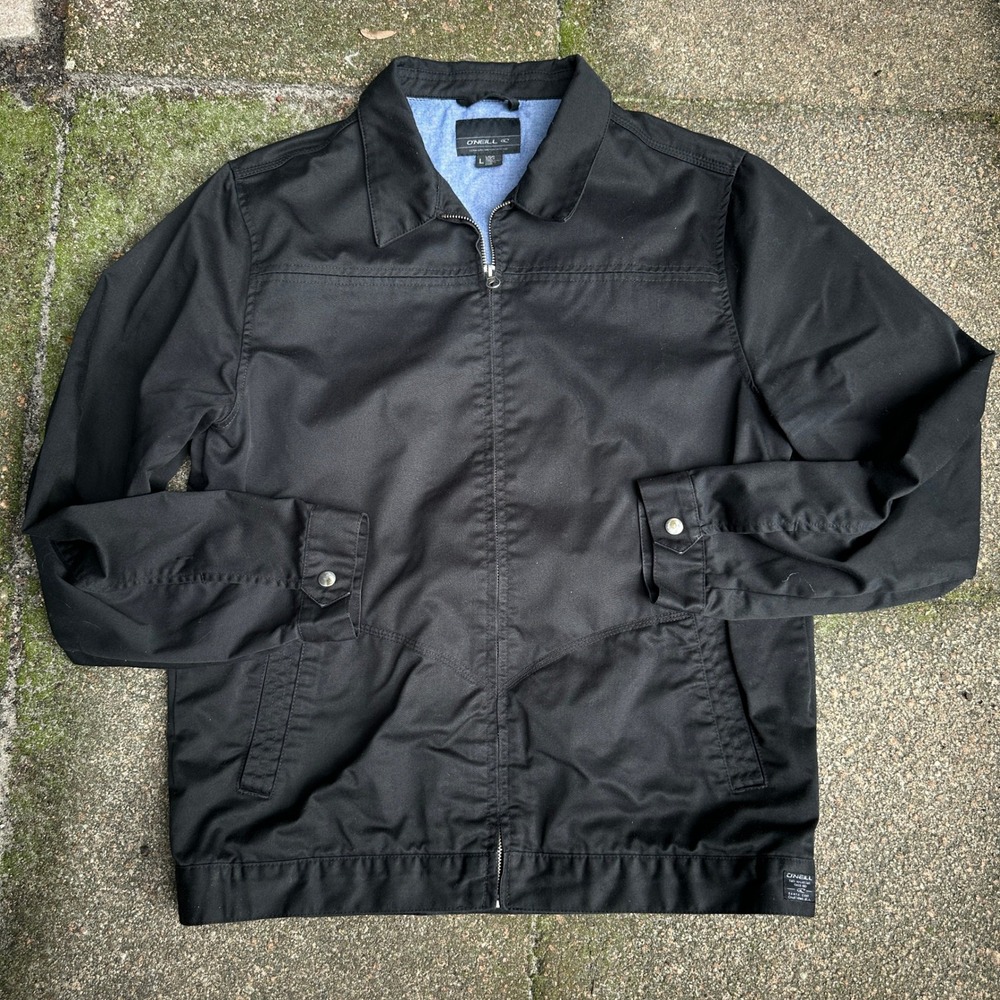 ONeill Mens Santa Cruz California Full Zip Twill Jacket Black Size L